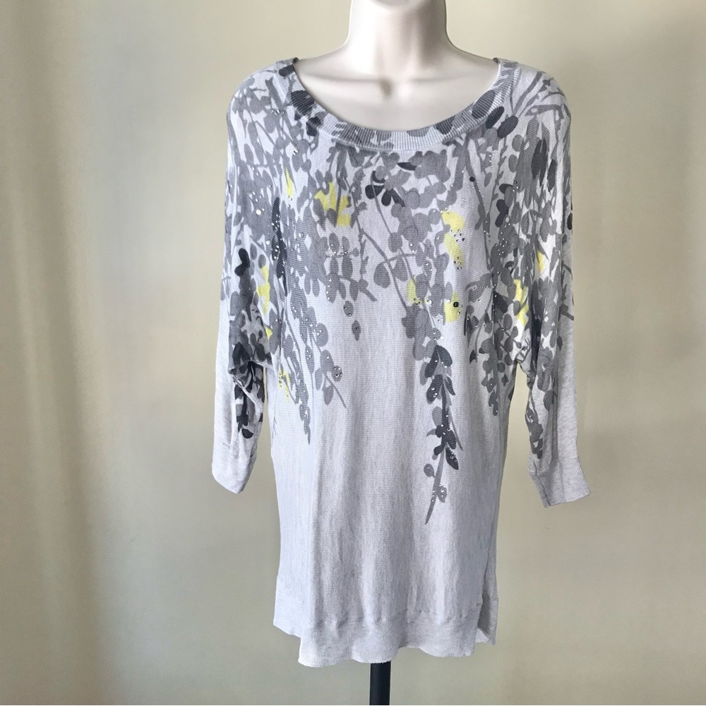 INC International Concepts Gray and Yellow Lightweight Sweater Size S
